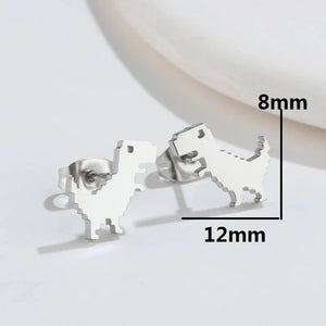 Google 404 Error No Internet Connection 8-Bit Dinosaur Game Earrings [Really styling earrings!]