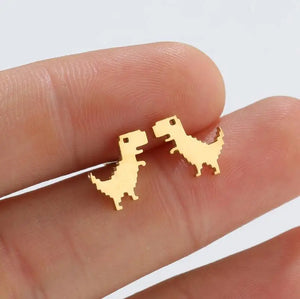 Google 404 Error No Internet Connection 8-Bit Dinosaur Game Earrings [Really styling earrings!]