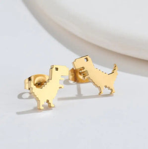 Google 404 Error No Internet Connection 8-Bit Dinosaur Game Earrings [Really styling earrings!]