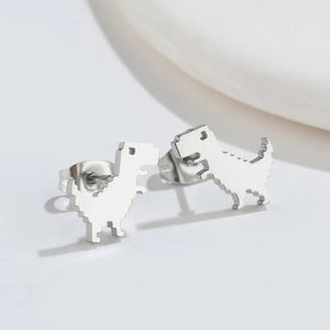 Google 404 Error No Internet Connection 8-Bit Dinosaur Game Earrings [Really styling earrings!]