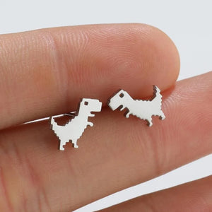 Google 404 Error No Internet Connection 8-Bit Dinosaur Game Earrings [Really styling earrings!]