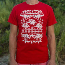 Load image into Gallery viewer, Ugly Dinosaur Sweater T-Shirt (Mens)[Brings in the holiday cheer!] - Tiny T-Rex Hands