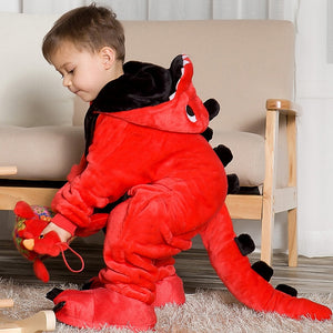 Children's / Youth one-piece pajamas jumpsuit dinosaur suit hoodie [Cute jumpsuit for Halloween or to pretend to be a Dinosaur!] - Tiny T-Rex Hands