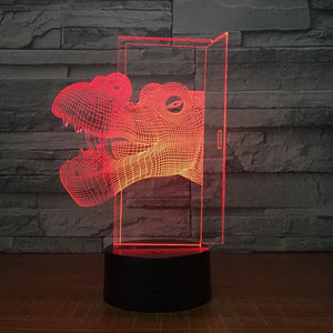 Dinosaur Head 3D Led Night Light [The light has 7 different colors!] - Tiny T-Rex Hands