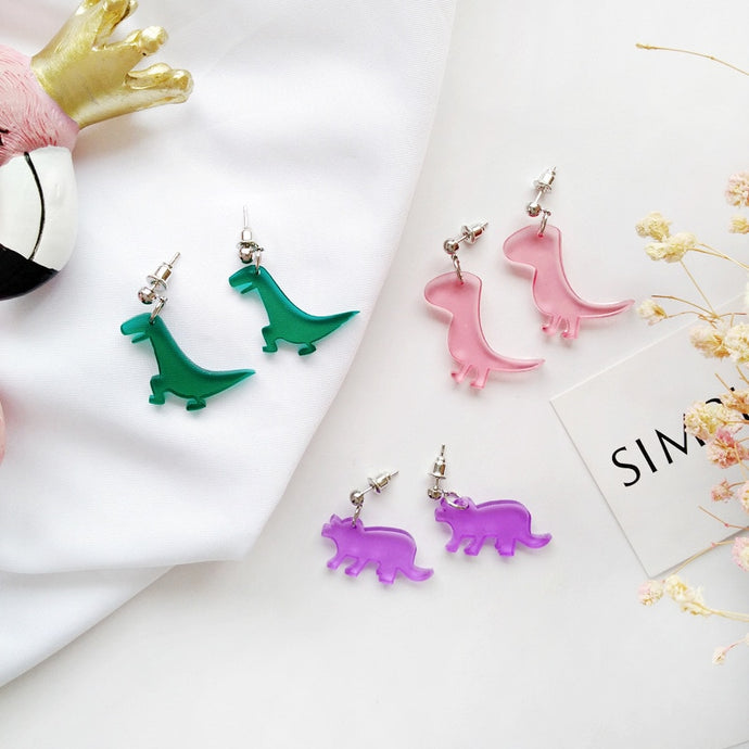 Cute Little Dinosaur Earrings Acrylic Clear [Beautiful Dino Earrings!] - Tiny T-Rex Hands