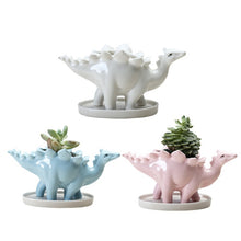 Load image into Gallery viewer, Ceramic Stegosaurus Flower Pot [Great way to show off your plants!] - Tiny T-Rex Hands