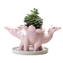 Load image into Gallery viewer, Ceramic Stegosaurus Flower Pot [Great way to show off your plants!] - Tiny T-Rex Hands