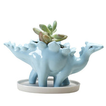 Load image into Gallery viewer, Ceramic Stegosaurus Flower Pot [Great way to show off your plants!] - Tiny T-Rex Hands