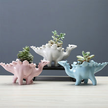 Load image into Gallery viewer, Ceramic Stegosaurus Flower Pot [Great way to show off your plants!] - Tiny T-Rex Hands