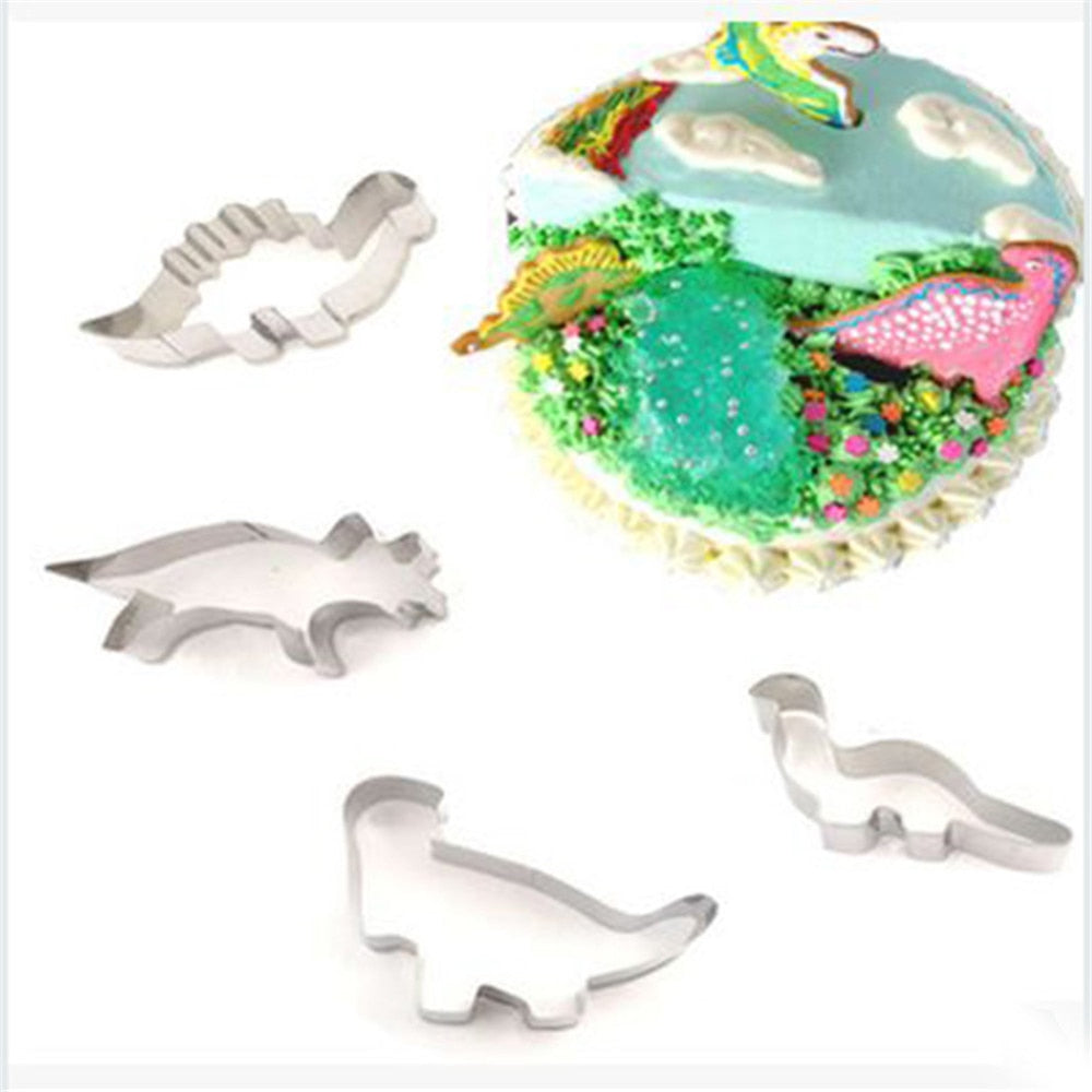 4Pcs Dinosaur Cookie Cutter Stainless Steel Mold [A must for Cookie Dough!] - Tiny T-Rex Hands