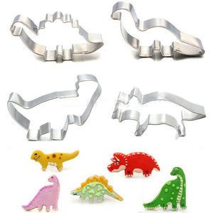 4Pcs Dinosaur Cookie Cutter Stainless Steel Mold [A must for Cookie Dough!] - Tiny T-Rex Hands