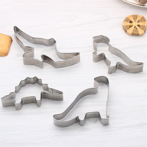 4Pcs Dinosaur Cookie Cutter Stainless Steel Mold [A must for Cookie Dough!] - Tiny T-Rex Hands