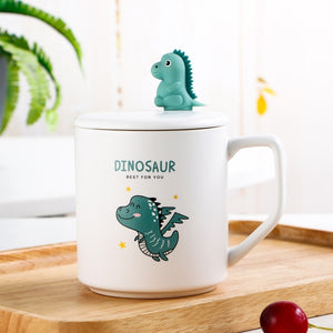 Dino Coffee Mug With Lid Free Spoon [Stir Your Drink Too!] - Tiny T-Rex Hands