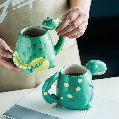Hand-painted Underglaze Children's Juice Mug [Adorable Mugs!] - Tiny T-Rex Hands