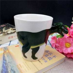 Dinosaur Handcrafted Ceramic Water Cup [The Dinosaur Head Is The Handle!] - Tiny T-Rex Hands