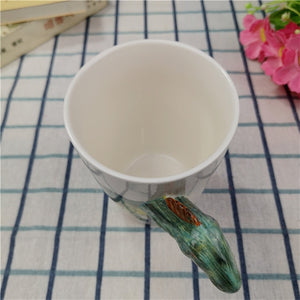 Dinosaur Handcrafted Ceramic Water Cup [The Dinosaur Head Is The Handle!] - Tiny T-Rex Hands