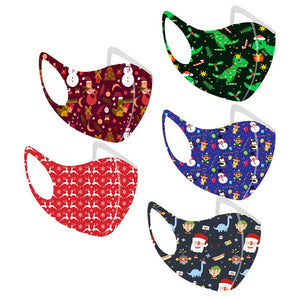 5 Pcs Christmas Cute Dinosaur Print Facemasks [Look good during the holidays with these face masks!] - Tiny T-Rex Hands