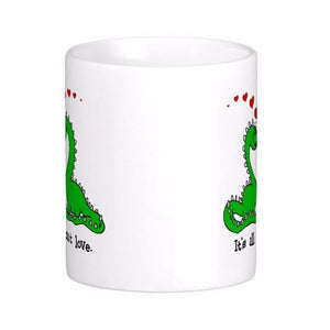 Dinosaur Valentine Love White Coffee Mug [Great for Valentines Day!] - Tiny T-Rex Hands