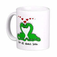 Load image into Gallery viewer, Dinosaur Valentine Love White Coffee Mug [Great for Valentines Day!] - Tiny T-Rex Hands