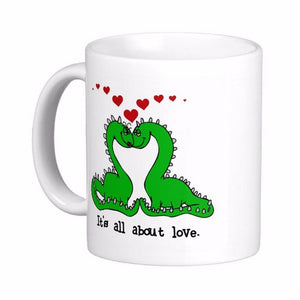 Dinosaur Valentine Love White Coffee Mug [Great for Valentines Day!] - Tiny T-Rex Hands