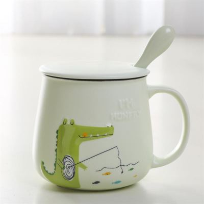 3D Cartoon Dinosaur Crocodile Coffee Cup With Spoon [Dinosaur Mug With Spoon!] - Tiny T-Rex Hands