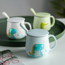 Load image into Gallery viewer, Cute Mr Dinosaur Crocodile Mug with Spoon [Coffee Cup Mugs With Spoon!] - Tiny T-Rex Hands