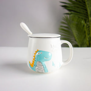 Cute Mr Dinosaur Crocodile Mug with Spoon [Coffee Cup Mugs With Spoon!] - Tiny T-Rex Hands