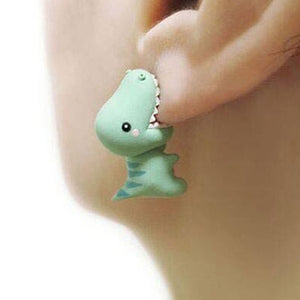 Soft Pottery Dinosaur Earrings [Great Dinosaur Earrings!] - Tiny T-Rex Hands