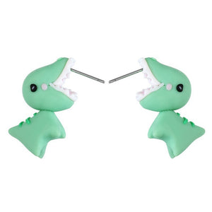 Soft Pottery Dinosaur Earrings [Great Dinosaur Earrings!] - Tiny T-Rex Hands